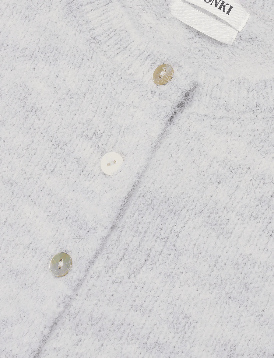 Monki - Knitted short-sleeved cardigan - cardigans - grey melange dusty light - 2