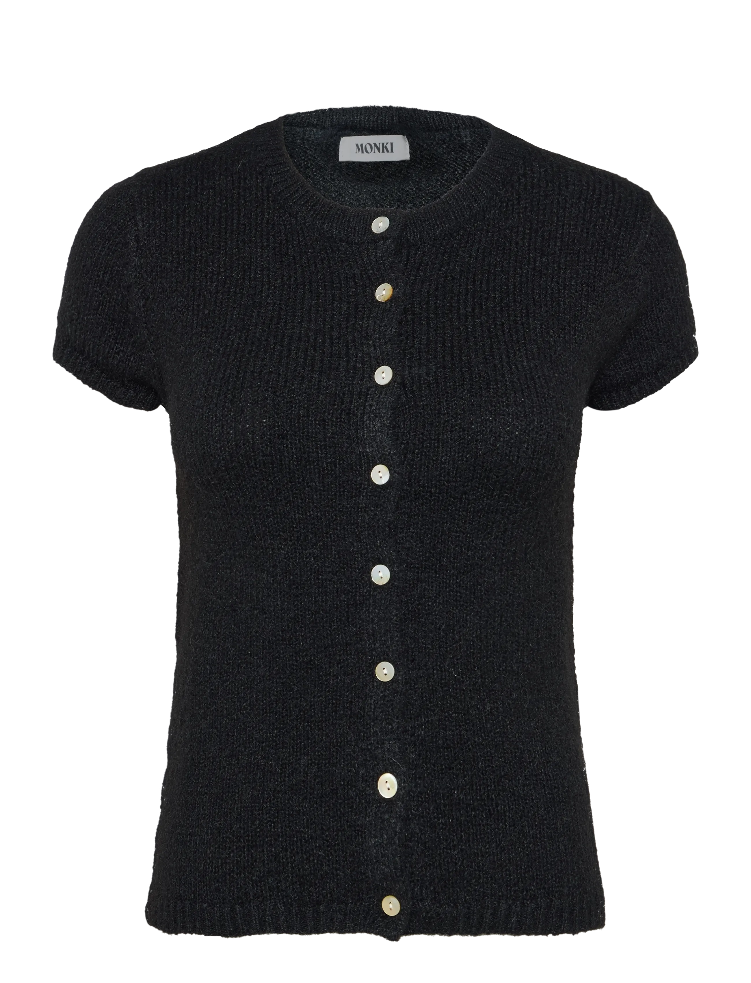 Monki Knitted short-sleeved cardigan - Kläder - BLACK DARK / black
