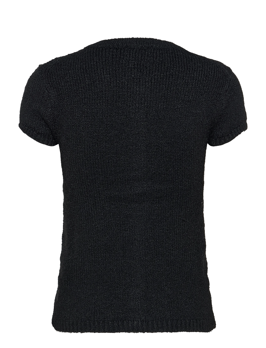 Monki - Knitted short-sleeved cardigan - cardigans - black dark - 1