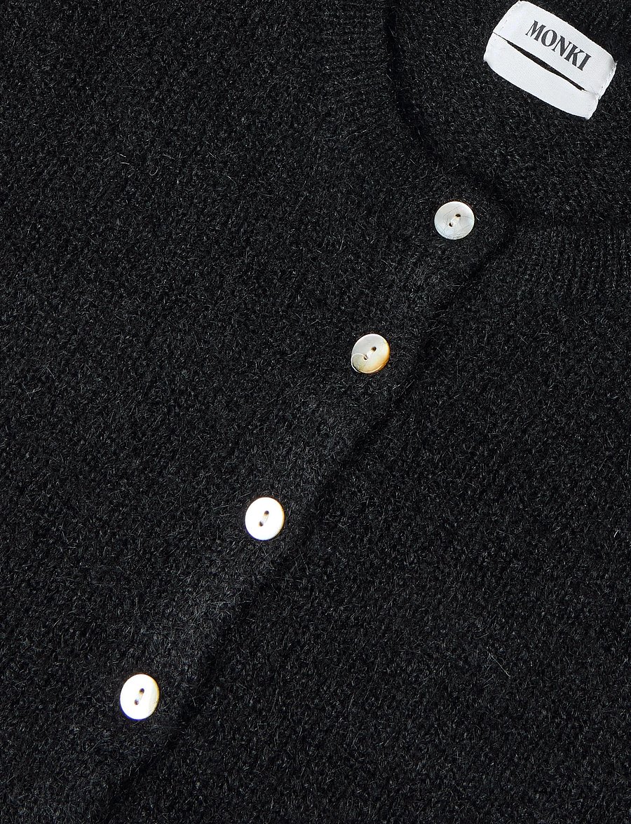 Monki - Knitted short-sleeved cardigan - cardigans - black dark - 2