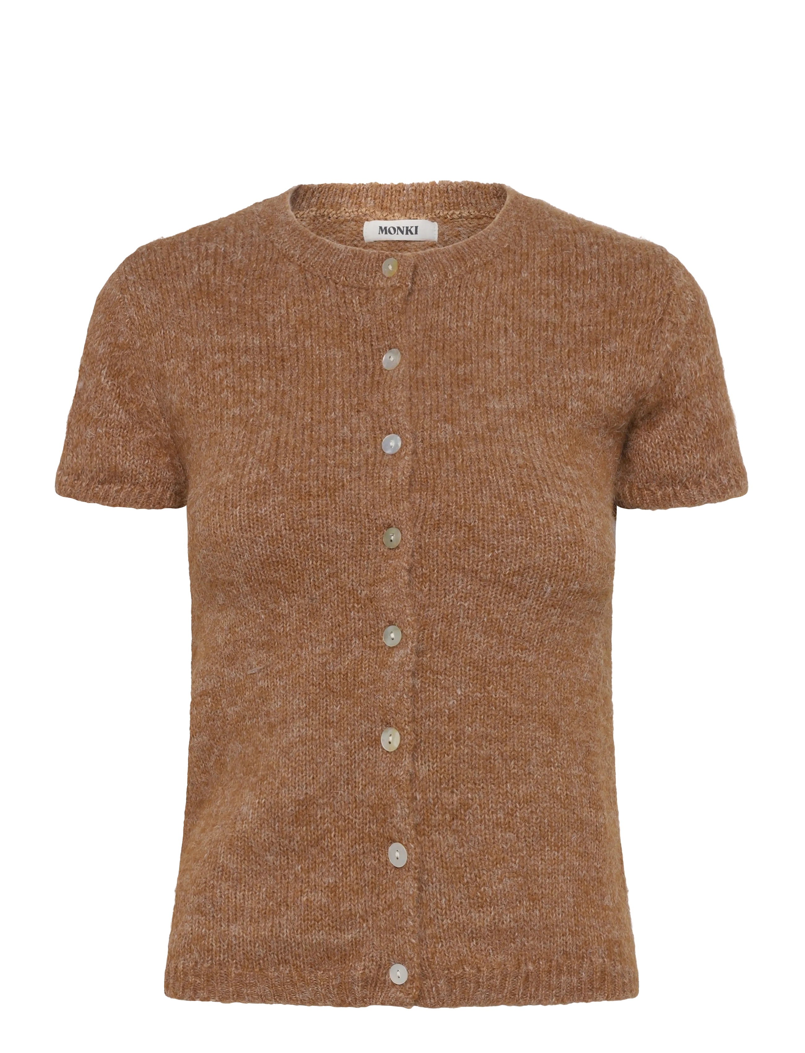Monki Kn Short Sleeve Cardigan, XL, Brown, Strik > Cardigans, Dame