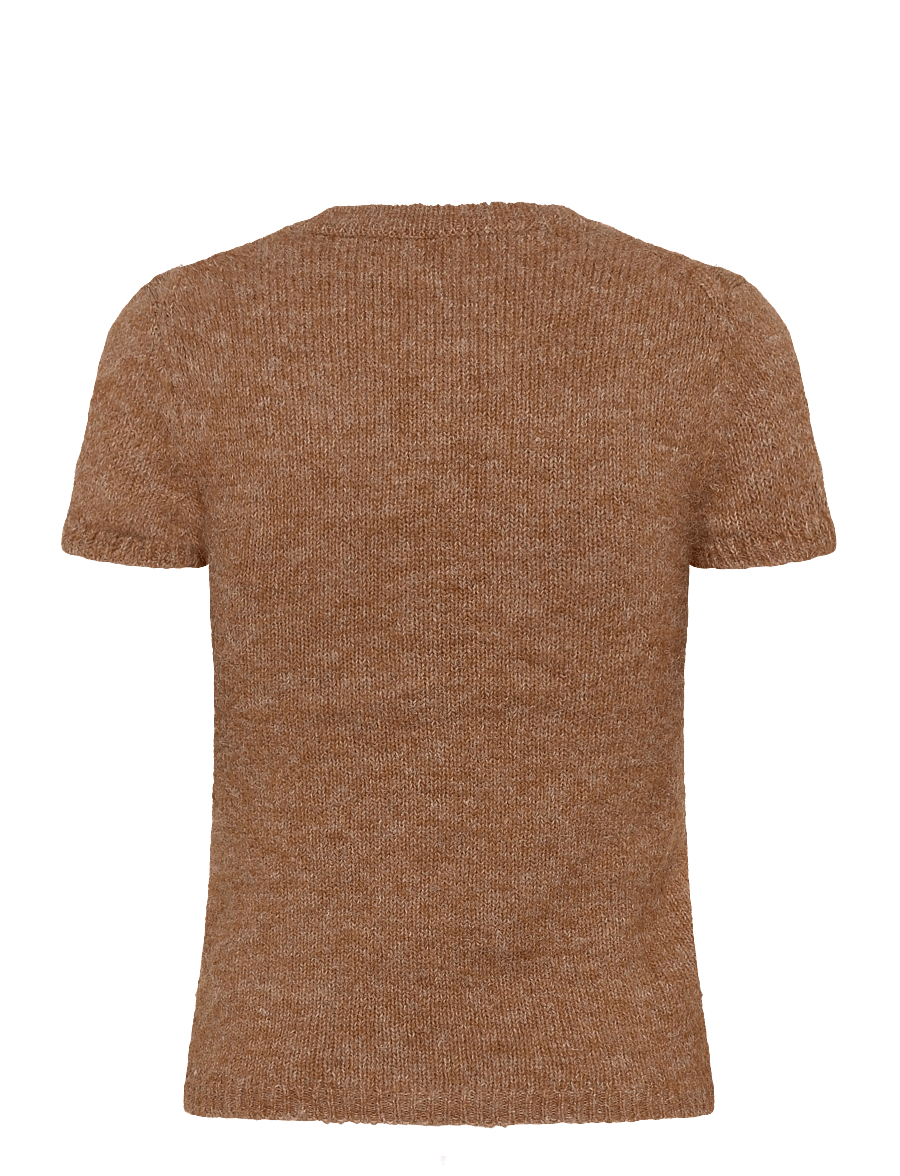 Monki - Knitted short-sleeved cardigan - cardigans - brown medium dusty - 1