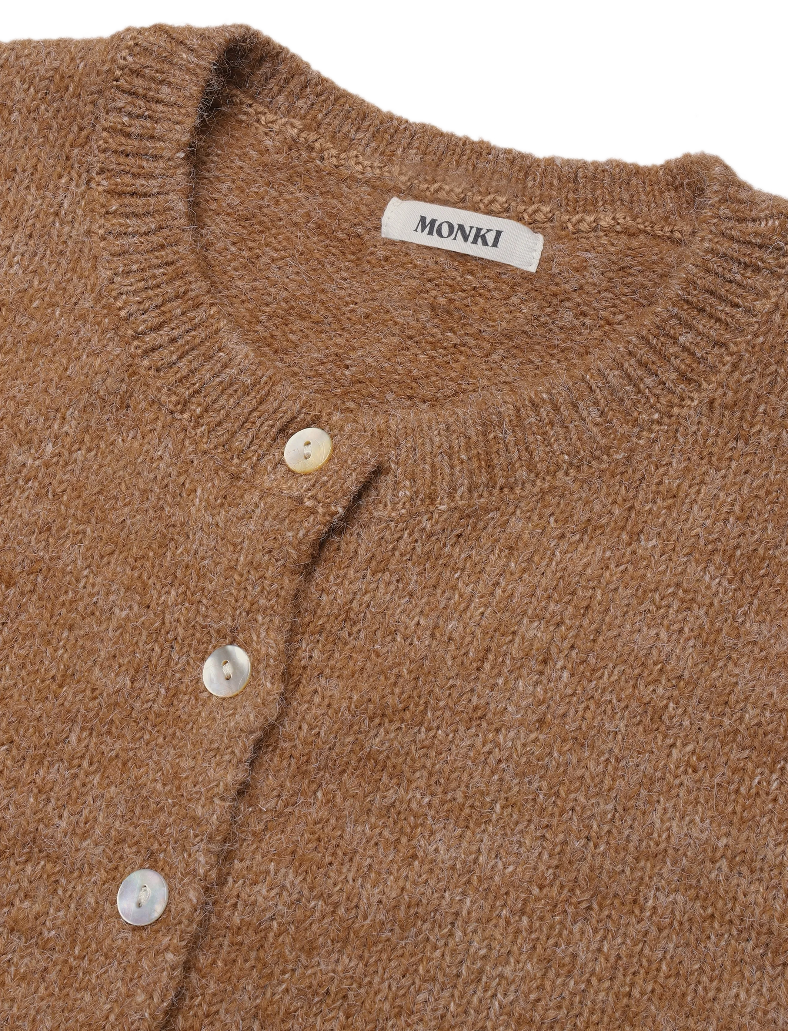 Monki - Knitted short-sleeved cardigan - koftor - brown medium dusty - 2