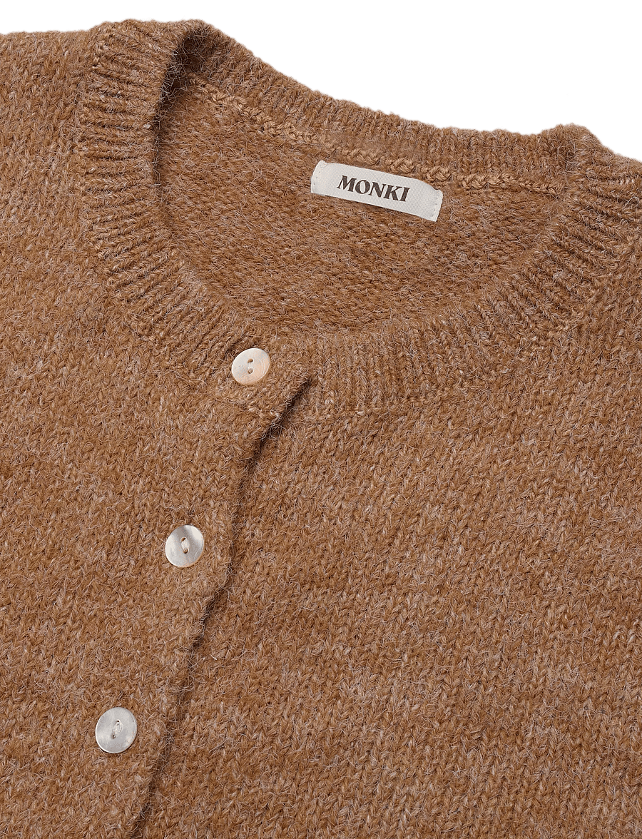 Monki - Knitted short-sleeved cardigan - cardigans - brown medium dusty - 2