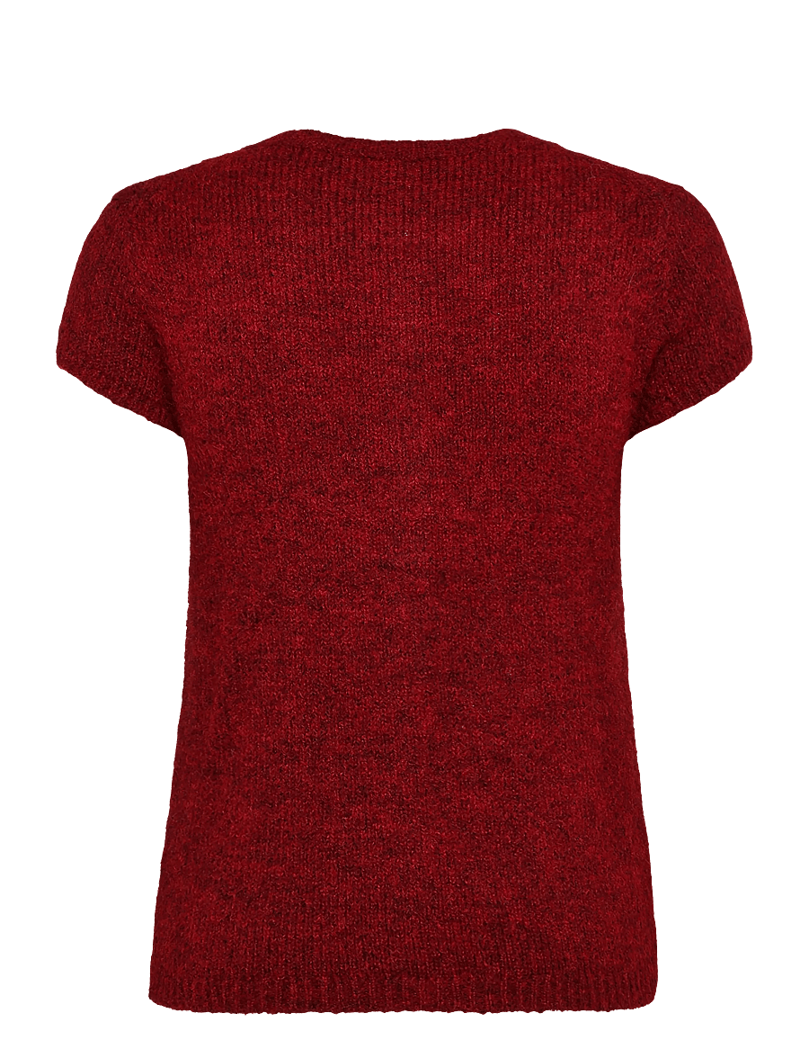 Monki - Knitted short-sleeved cardigan - strickjacken - red dark - 1