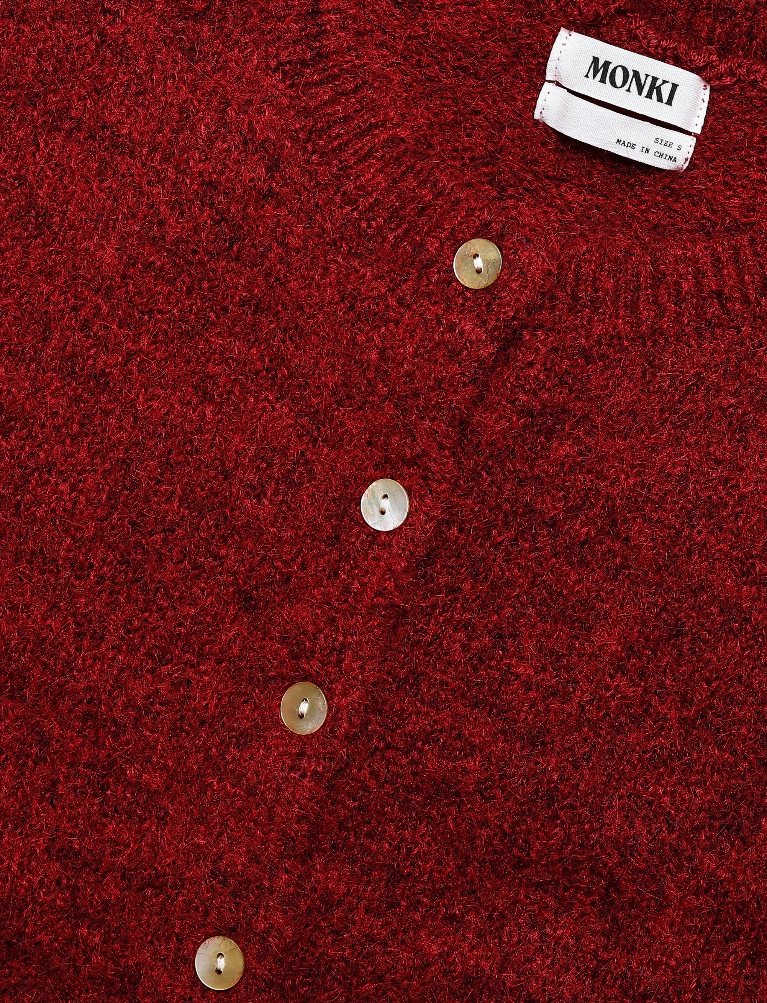 Monki - Kn Short Sleeve Cardigan - kardiganid - red dark - 2