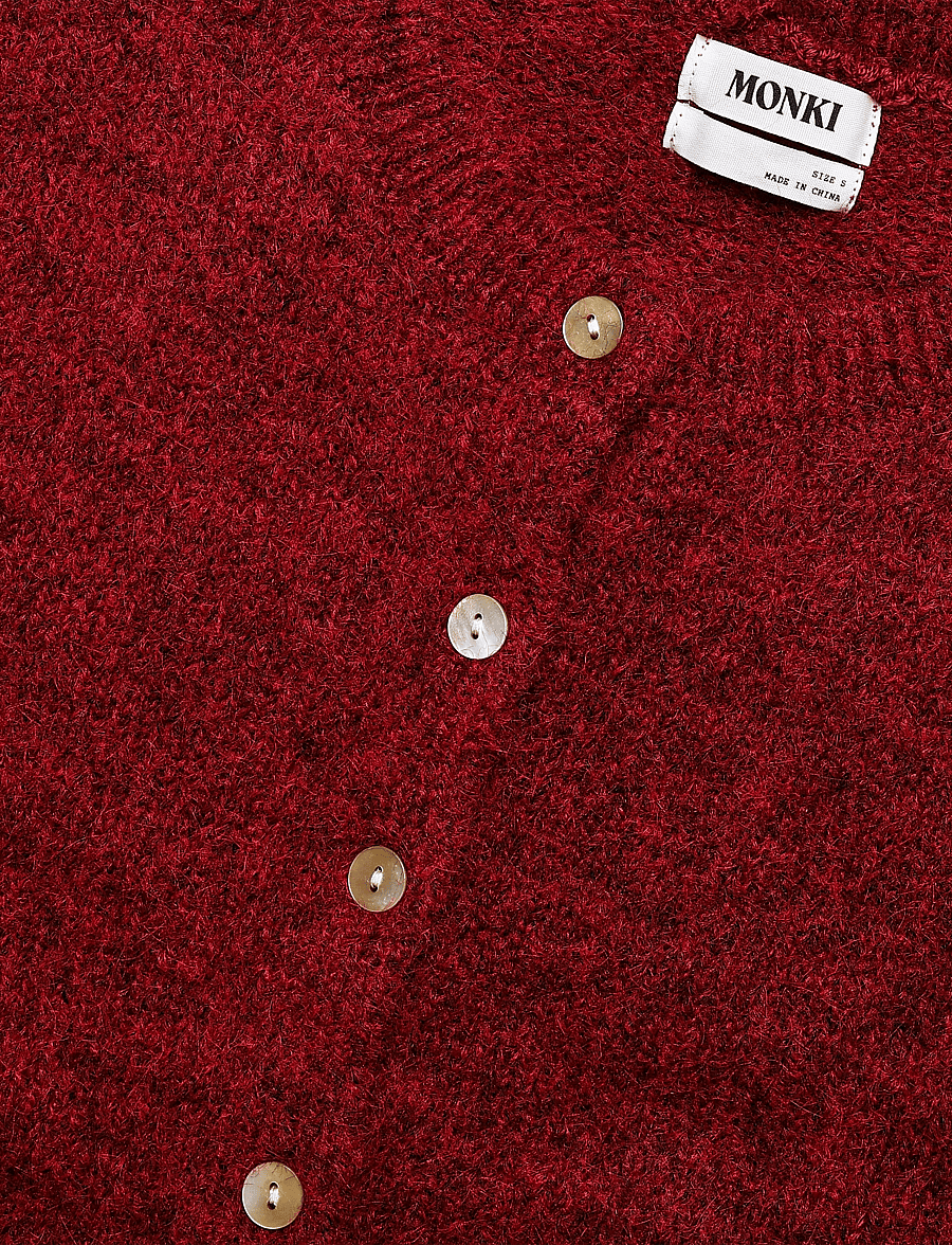 Monki - Knitted short-sleeved cardigan - strickjacken - red dark - 2