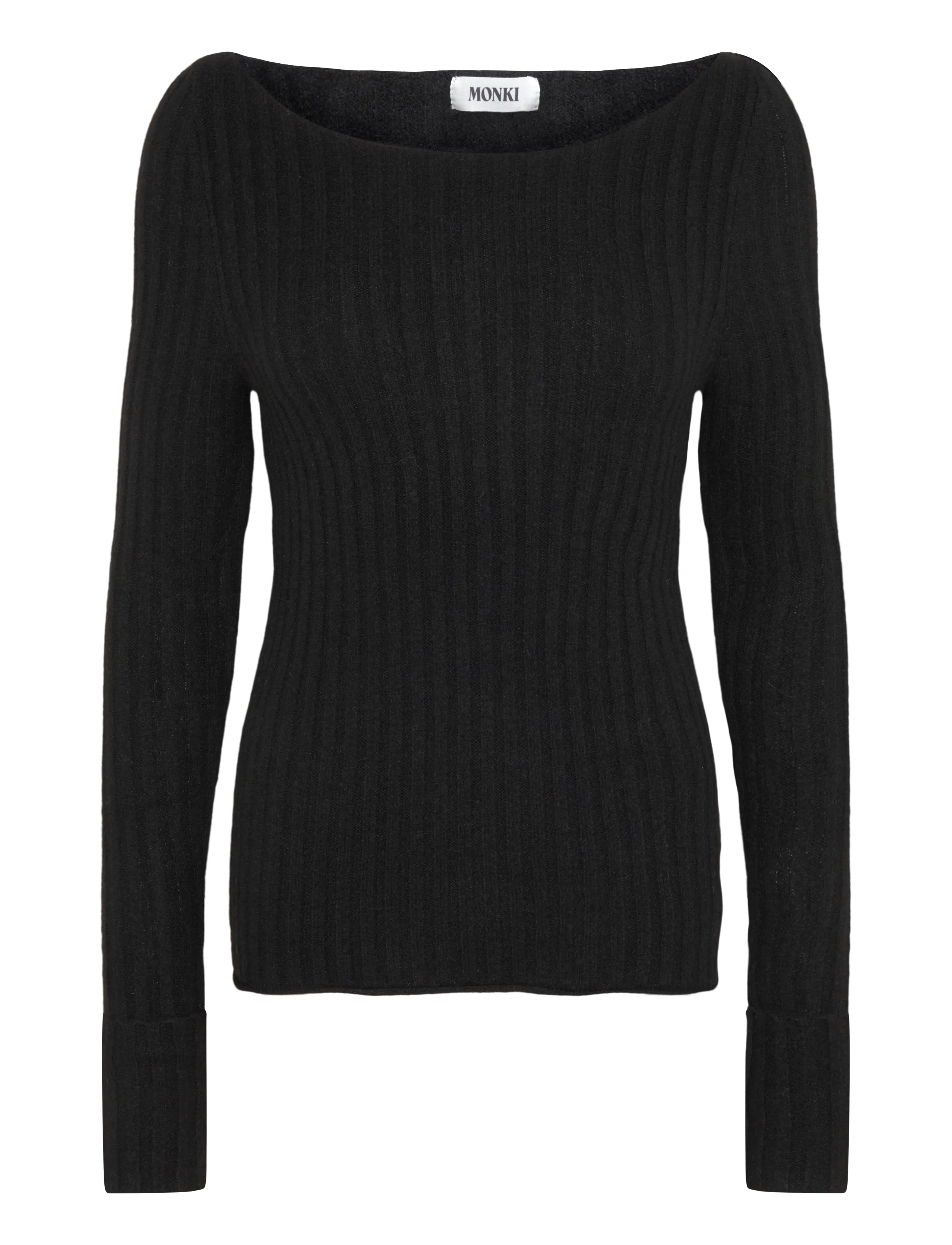 Monki Knitted ribbed sweater - Strickmode - BLACK DARK / black
