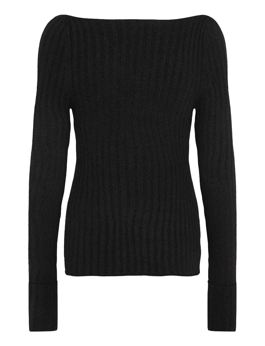 Monki - Knitted ribbed sweater - kampsunid - black dark - 1