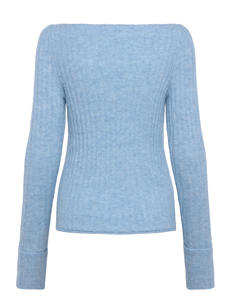 Monki - Knitted ribbed sweater - pullover - blue dusty light - 1