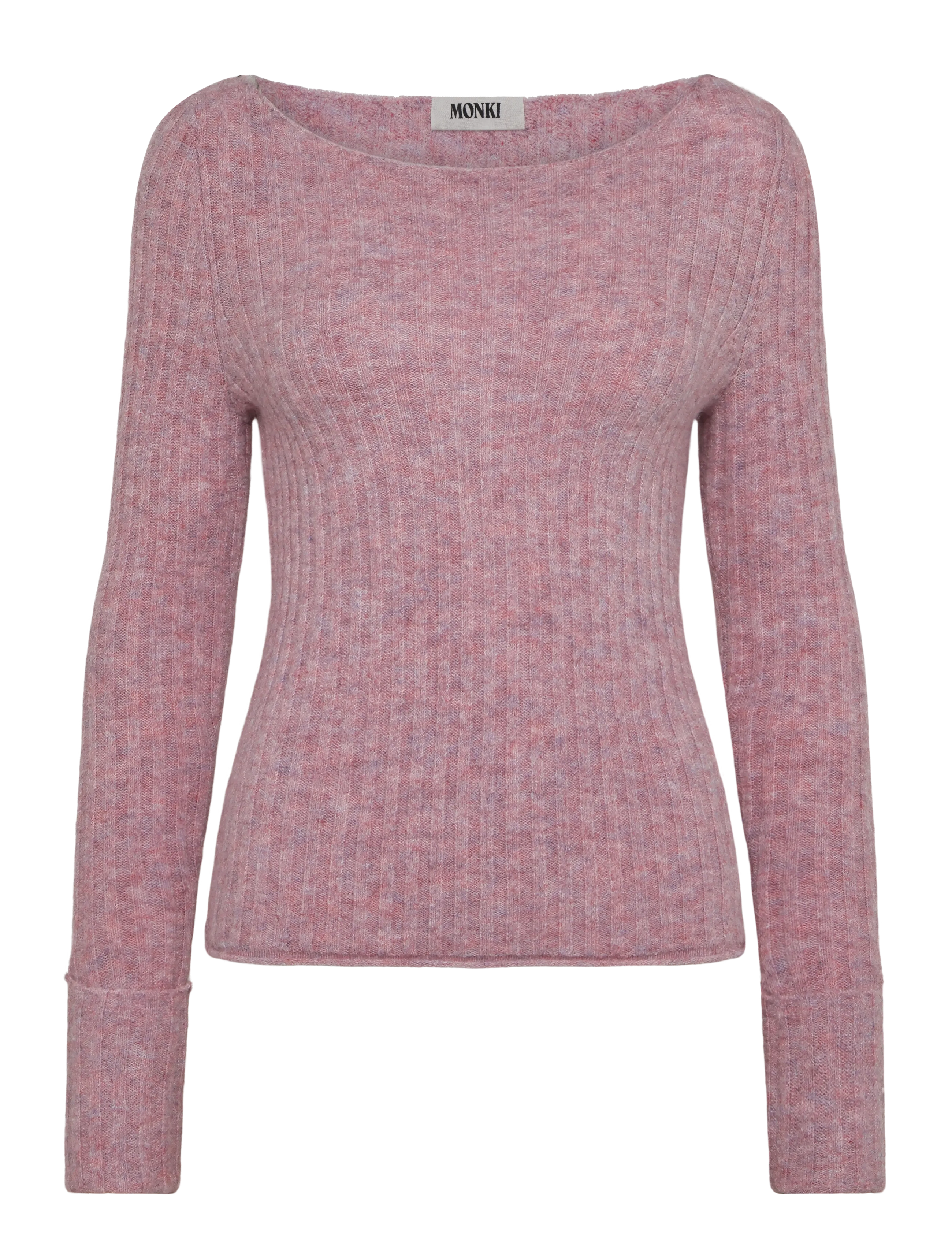 Monki Knitted Rib Sweater - Knitwear - PINK DUSTY LIGHT / pink/rose