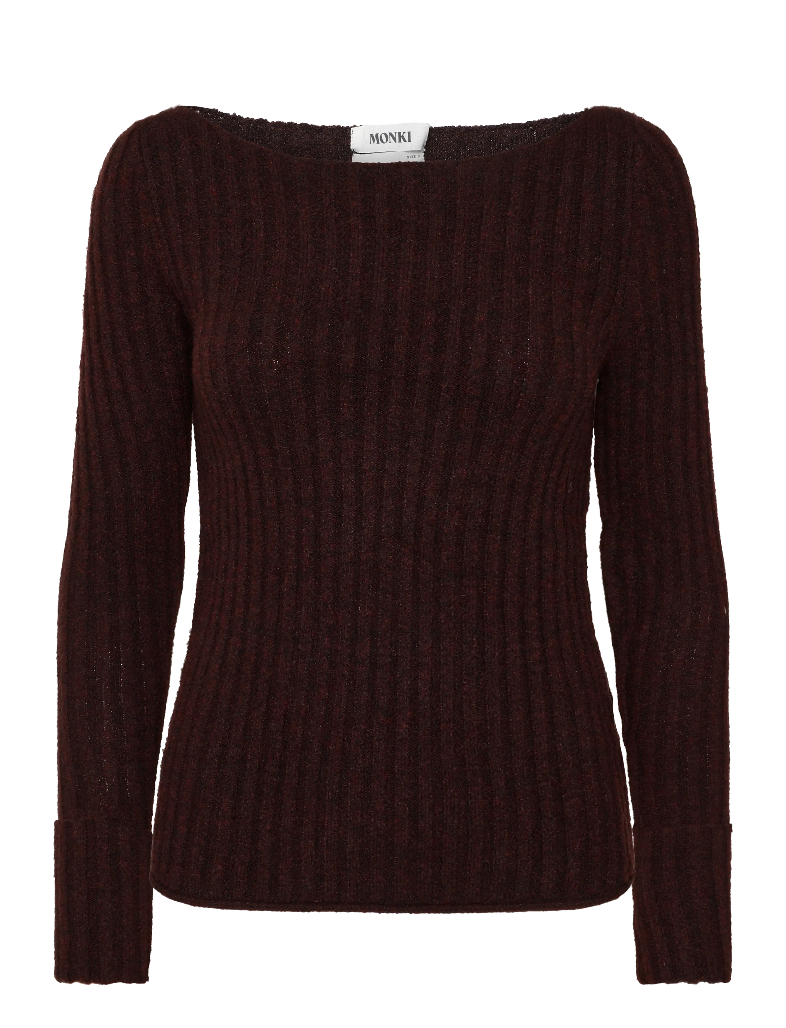 Monki Knitted Rib Sweater - Jumpers - RED DARK / burgundy