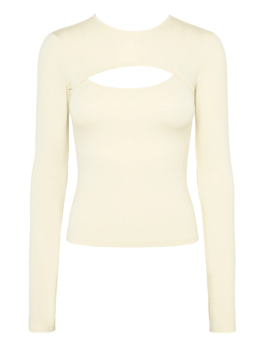 Monki - Double Layered Longsleeve - langärmlige tops - yellow dusty light - 0