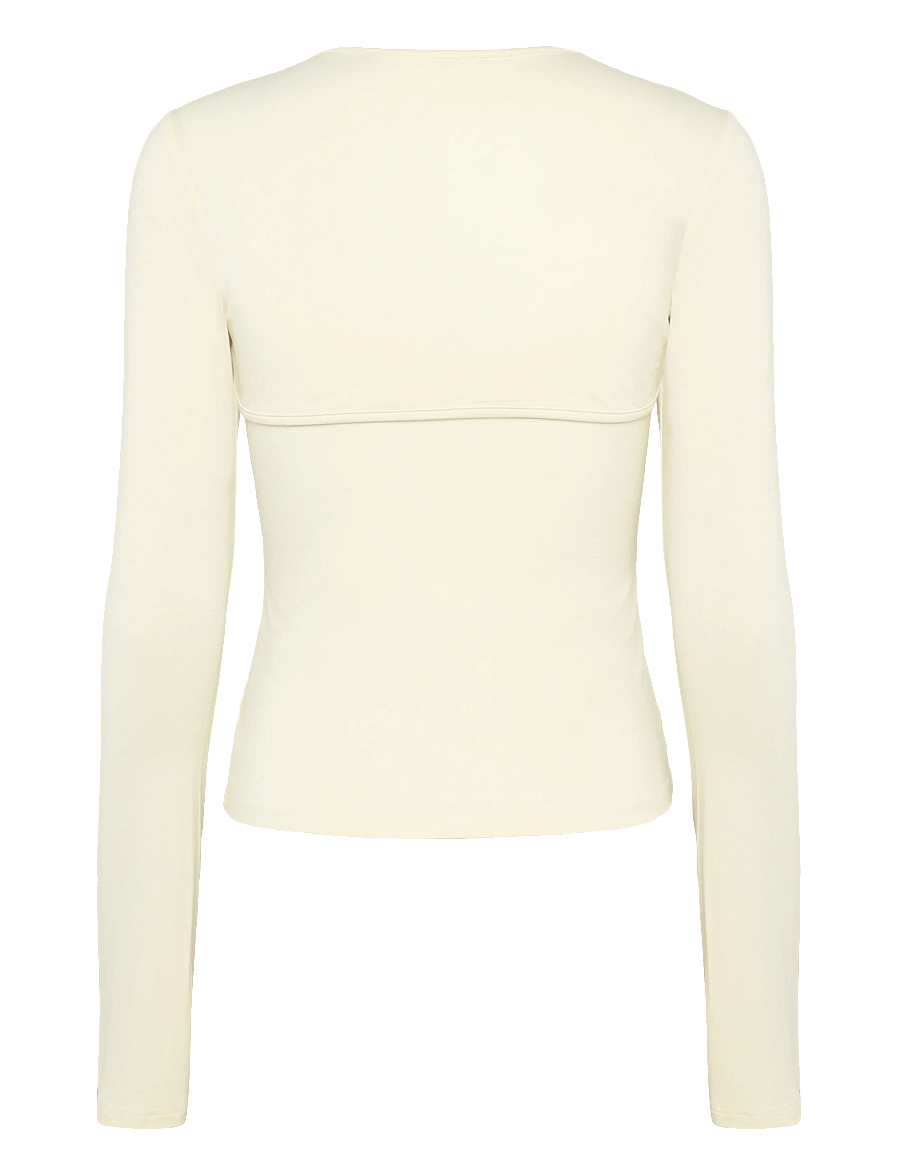 Monki - Double Layered Longsleeve - langärmlige tops - yellow dusty light - 1