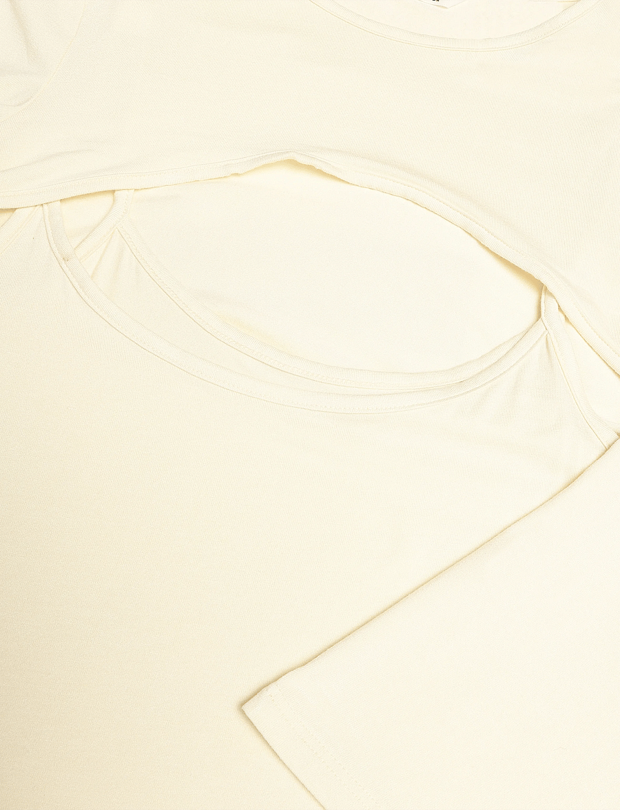 Monki - Double Layered Longsleeve - langärmlige tops - yellow dusty light - 2