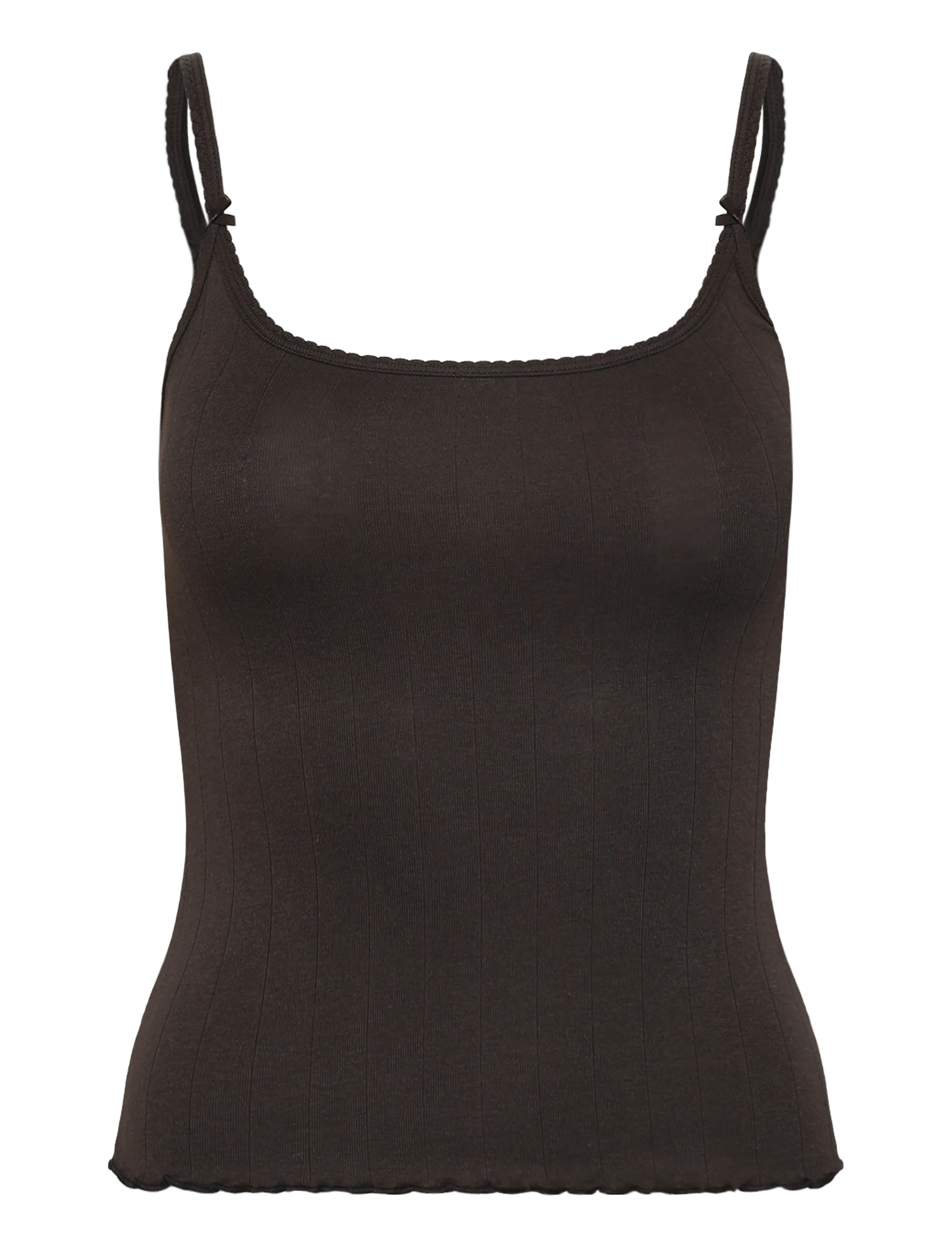 Monki Ribbed Strap Top, Kvinder, Ribbet Stroptop, Brun, Str: XL