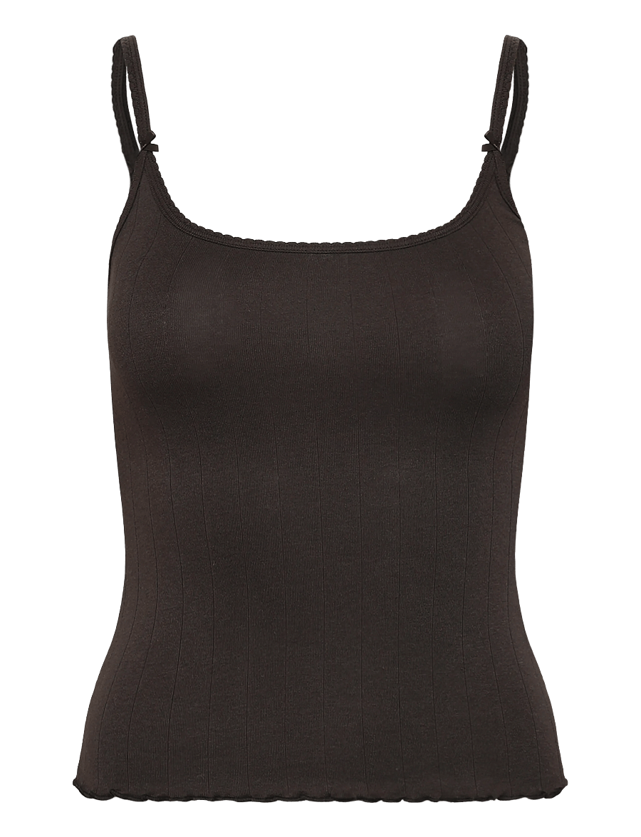 Monki - Ribbed Strap Top - mouwloze tops - brown dark - 0