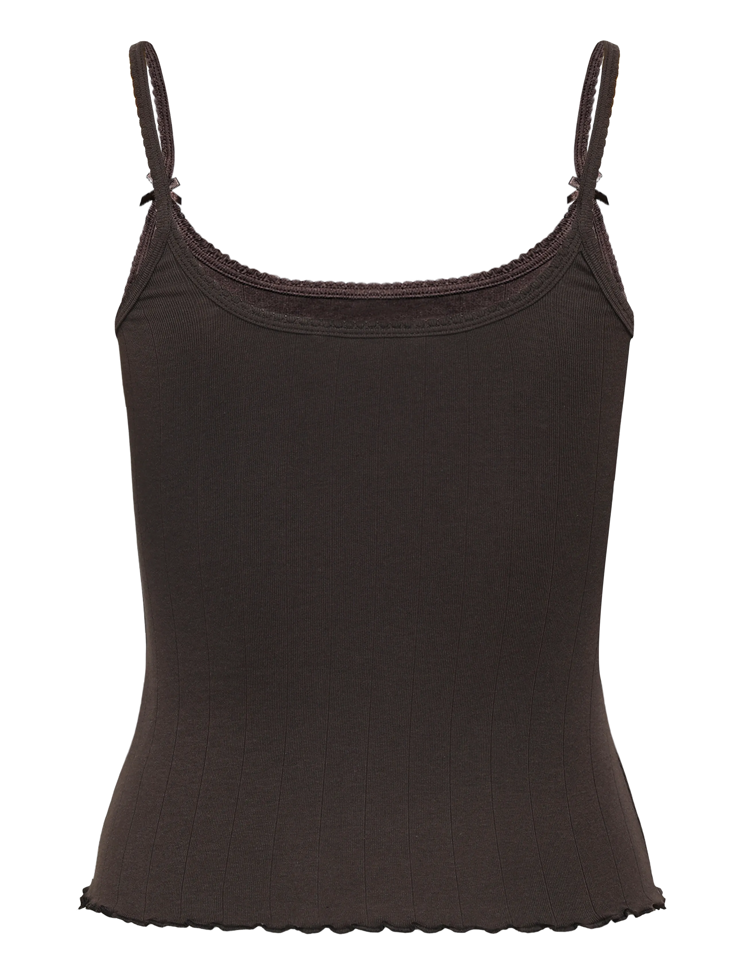 Monki - Ribbed Strap Top - sleeveless tops - brown dark - 1