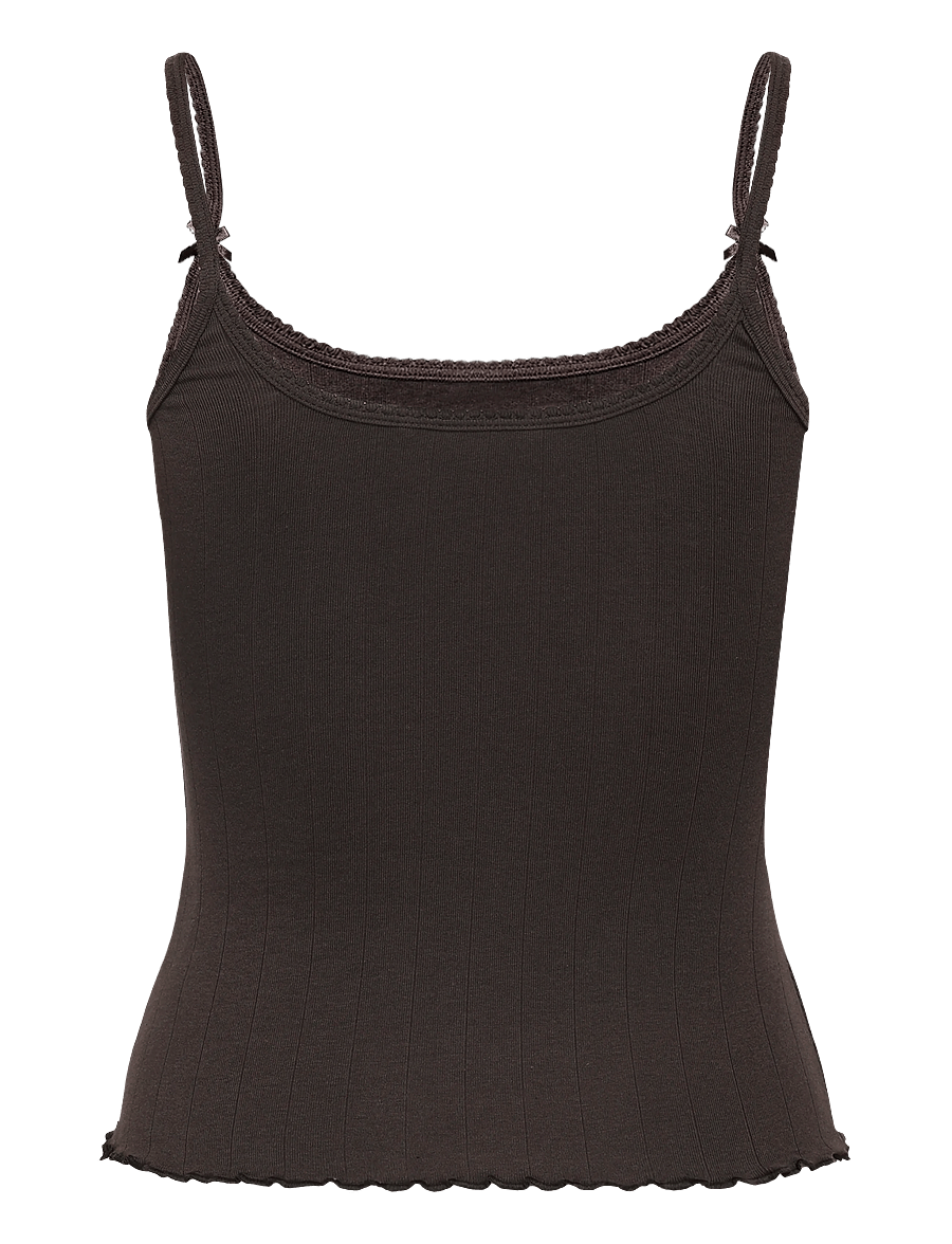Monki - Ribbed Strap Top - mouwloze tops - brown dark - 1