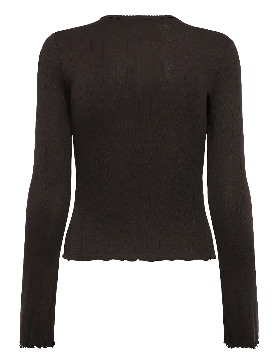 Monki - Ribbed Cardigan - koftor - brown dark - 1