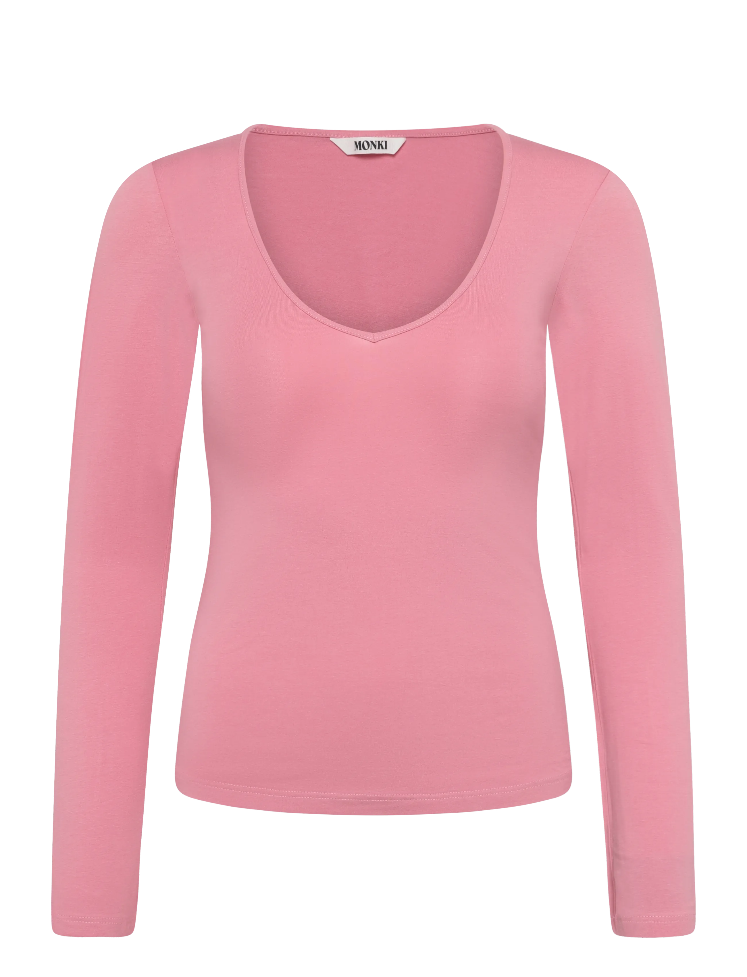 Monki V-Neck Longsleeve - Tøj - PINK MEDIUM / pink/rose