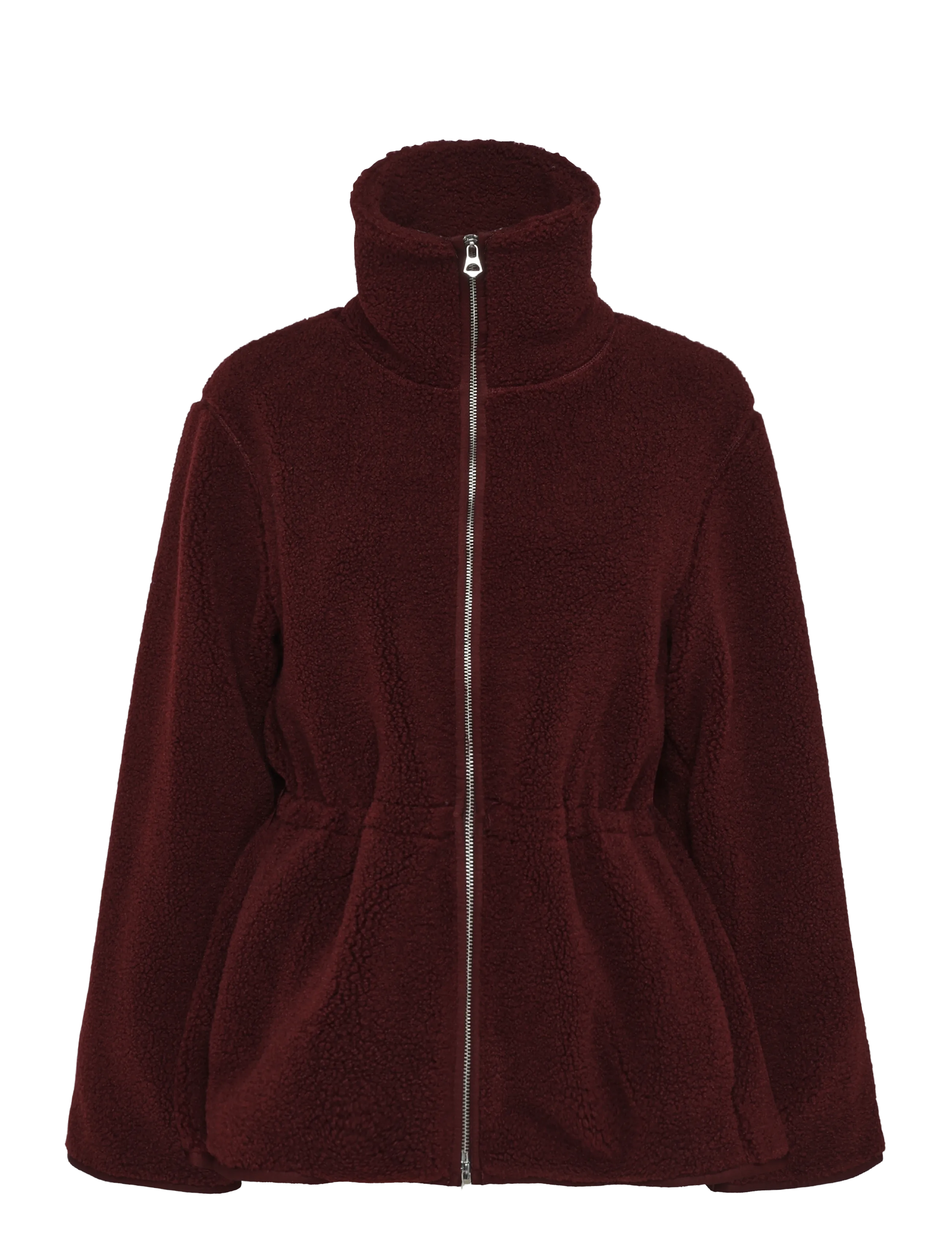 Monki Waisted Pile Jacket - Monki - RED DARK / burgundy
