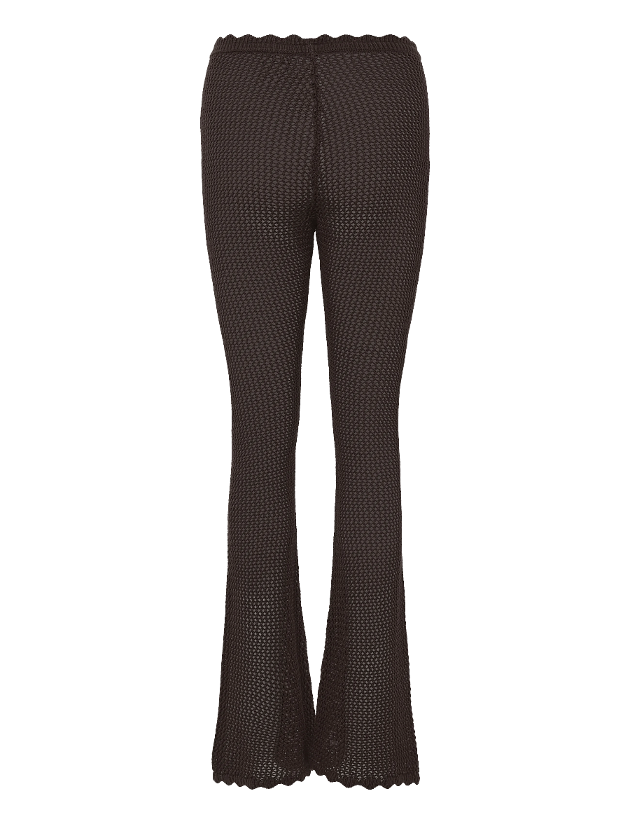 Monki - Flared Crochet Trousers - flare bukser - brown dark - 2