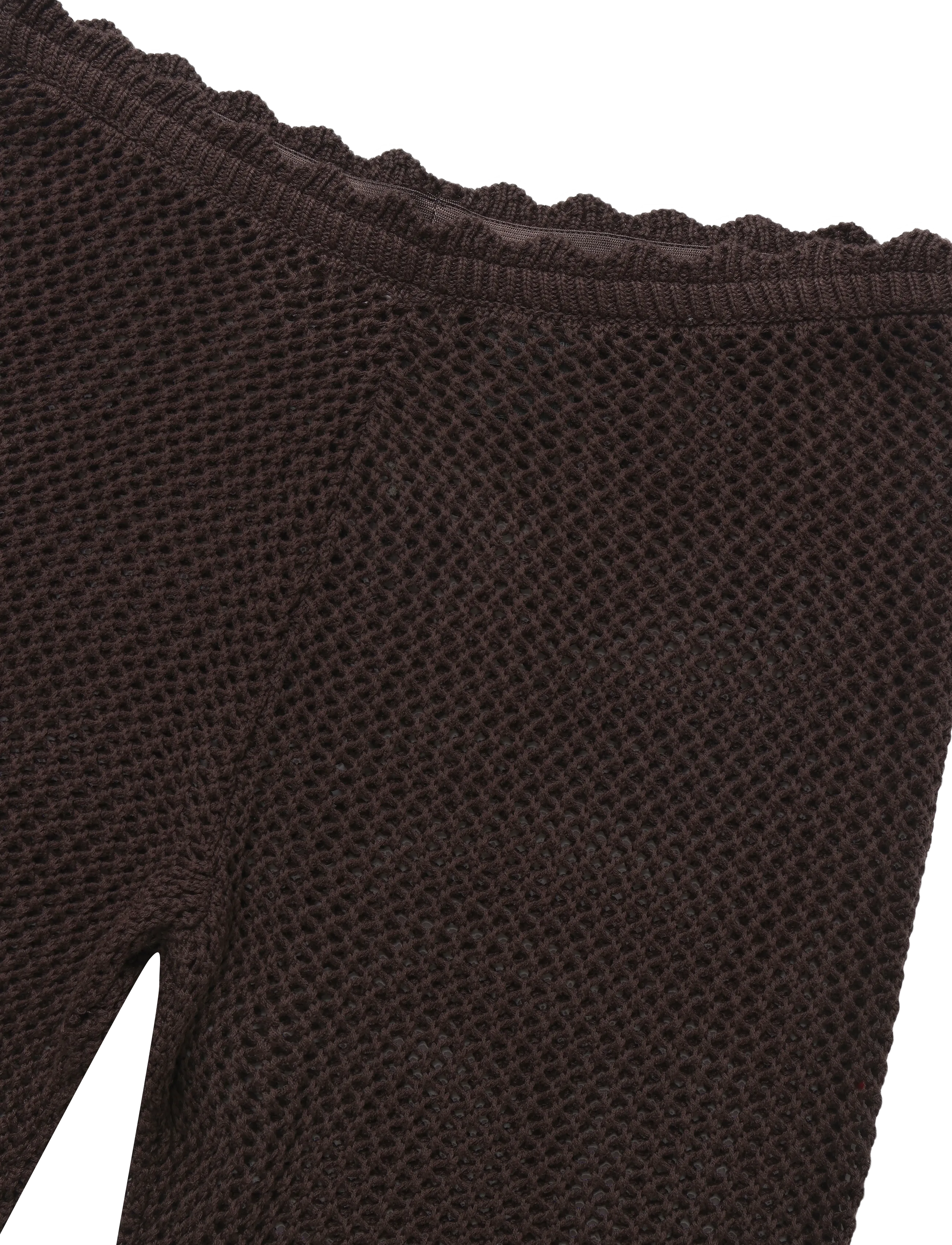 Monki - Flared Crochet Trousers - brown dark - 2