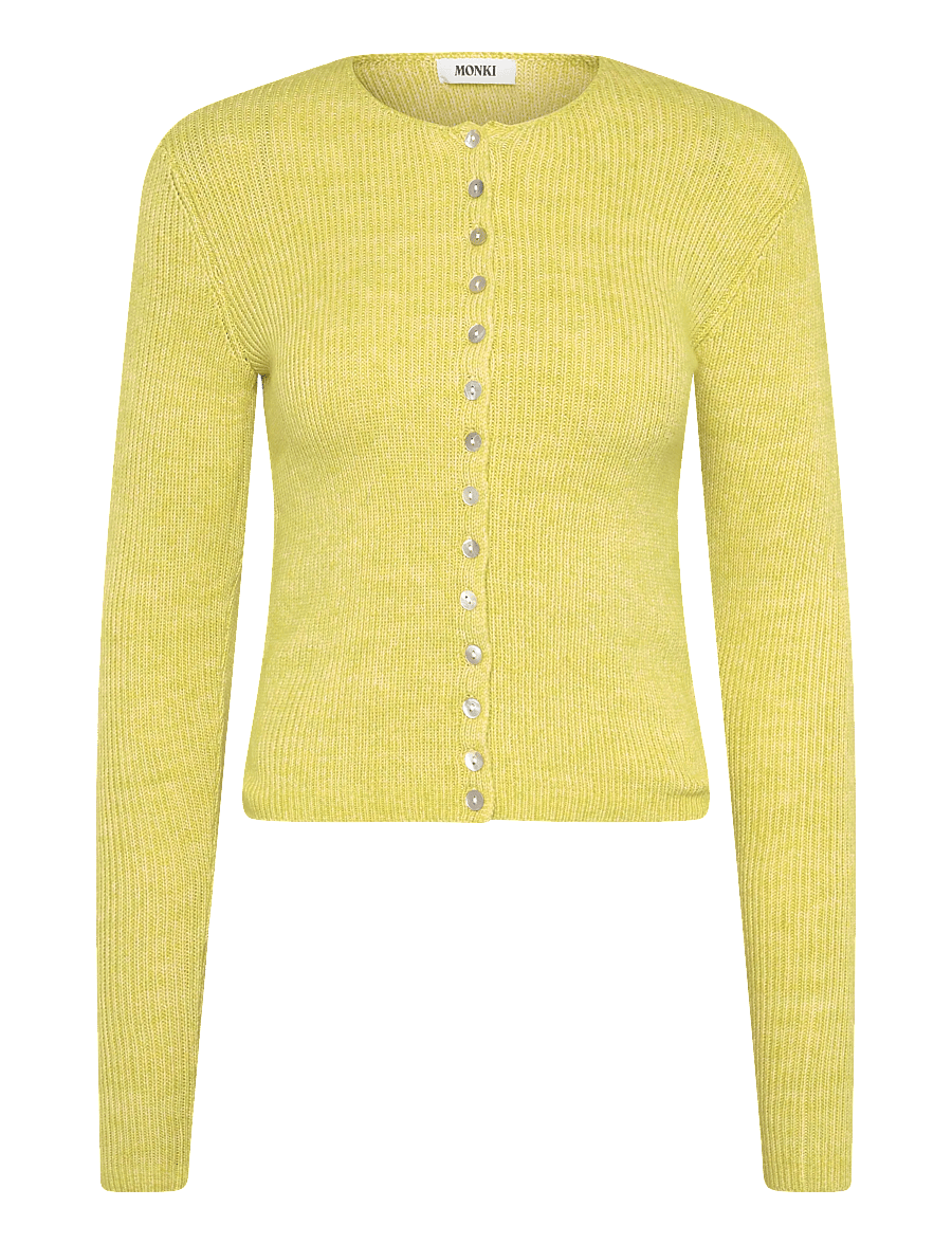 Monki - Knitted Cable Cardigan - strickjacken - yellow light - 0
