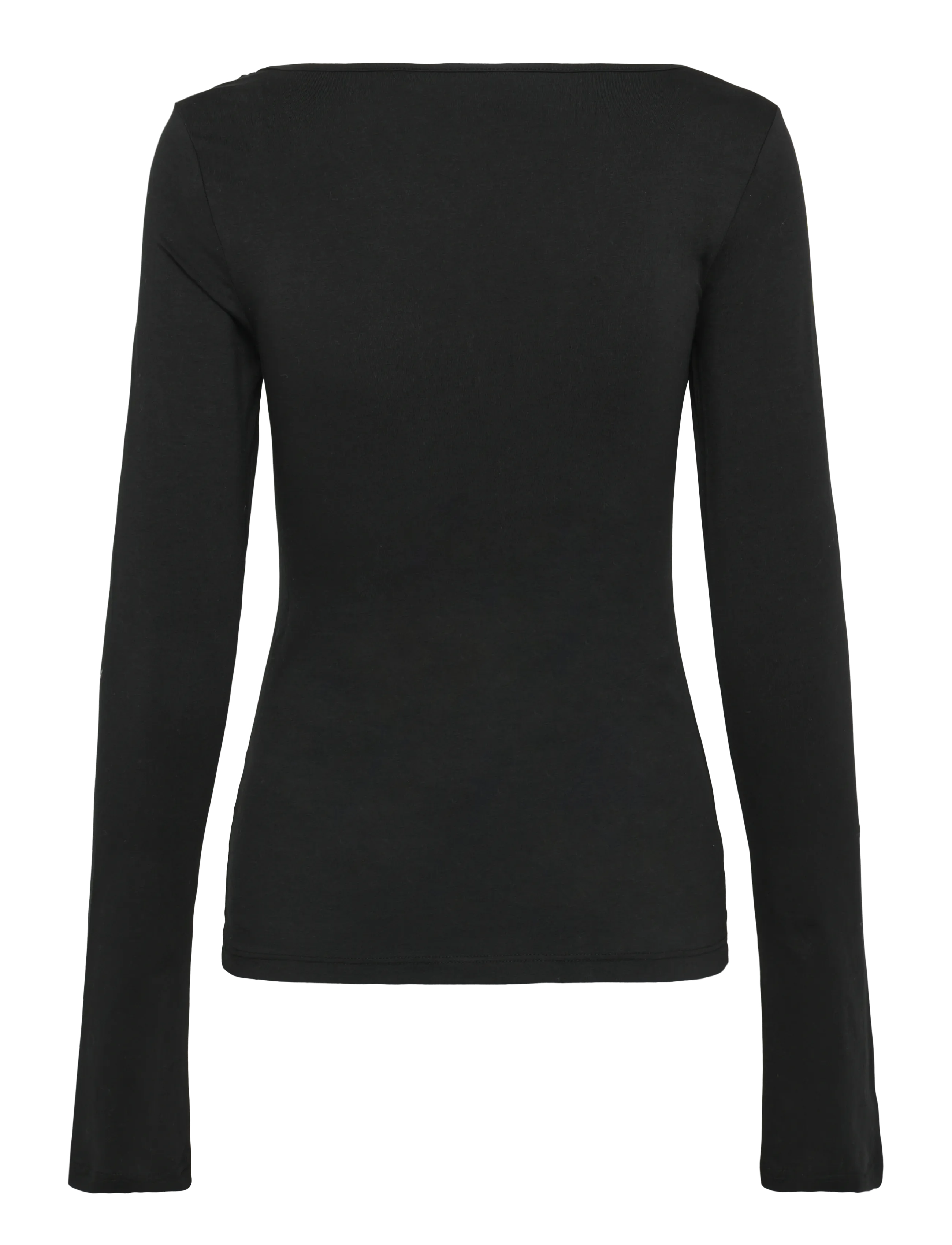 Monki - Slim Scoop Neck Long-Sleeved Top - langärmlige tops - black dark - 1