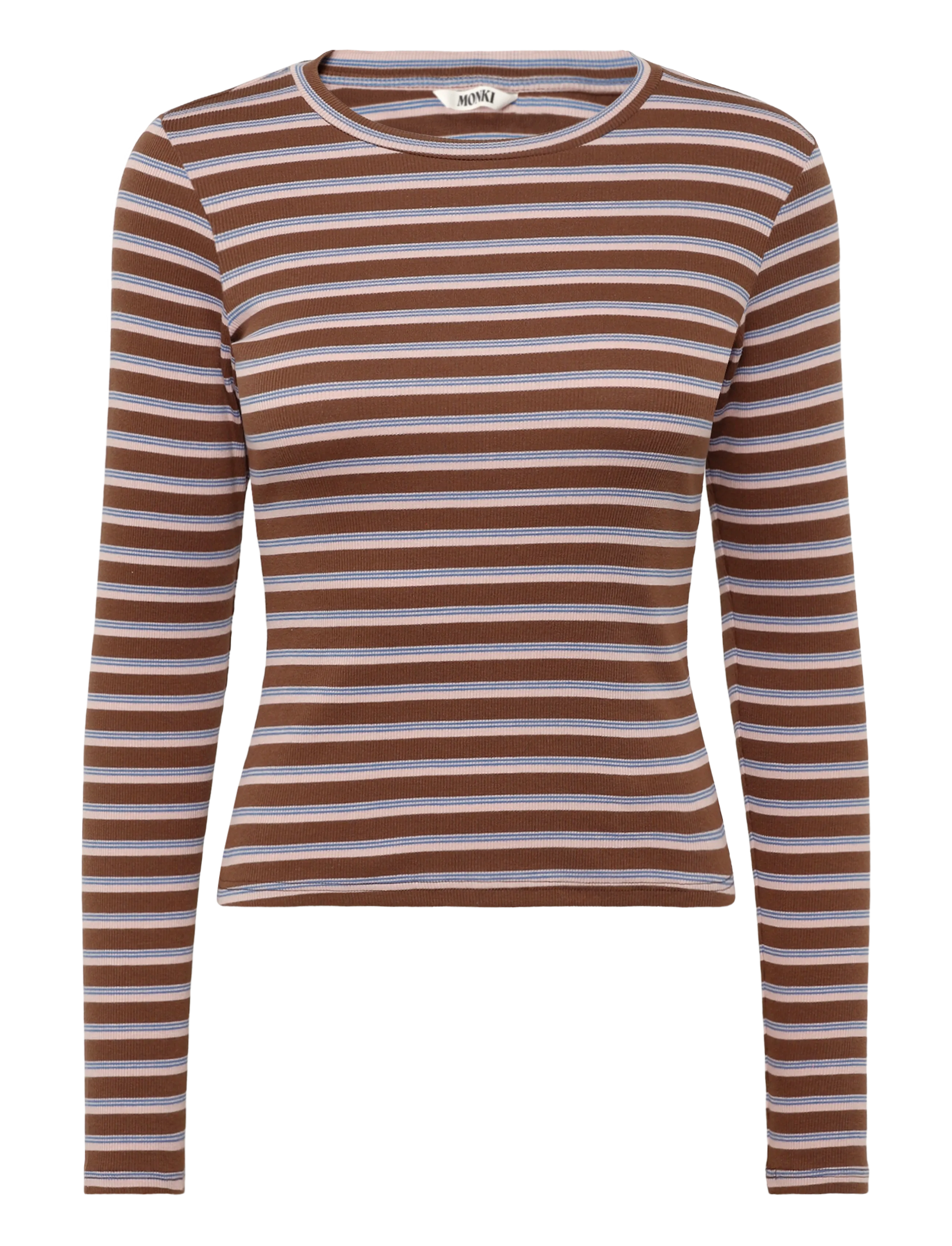 Monki Ribbed Tight LS - T-särgid ja topid - BROWN DARK / brown