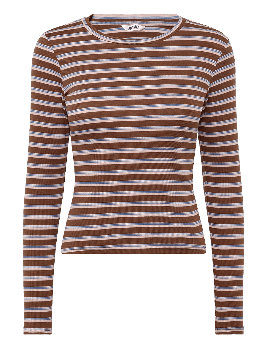 Monki - Ribbed Tight LS - langærmede toppe - brown dark - 0