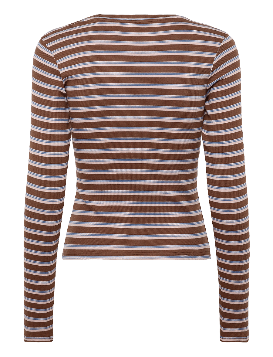 Monki - Ribbed Tight LS - langærmede toppe - brown dark - 1
