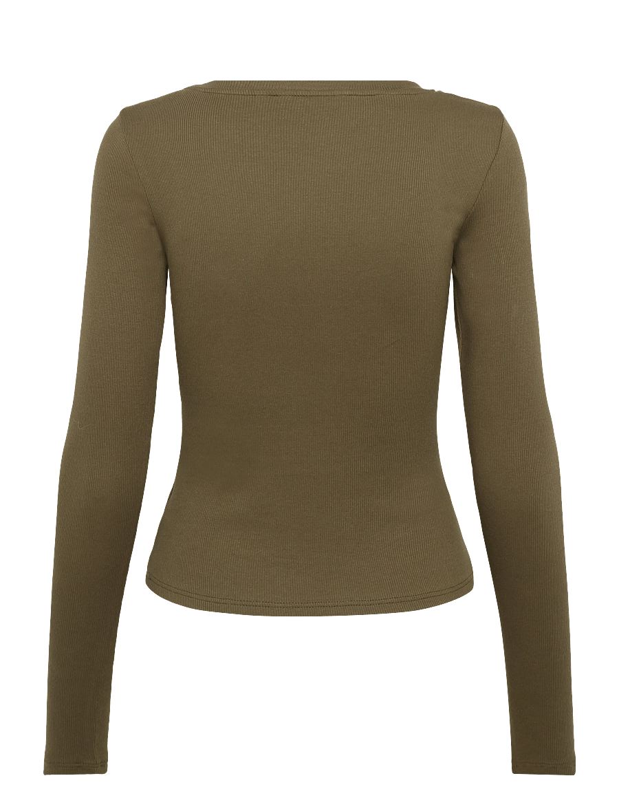 Monki - Tight Ribbed Long-sleeve - langærmede toppe - brown medium dusty - 1