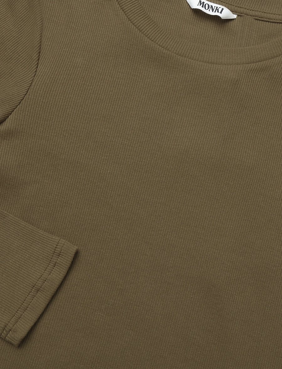 Monki - Tight Ribbed Long-sleeve - langærmede toppe - brown medium dusty - 2