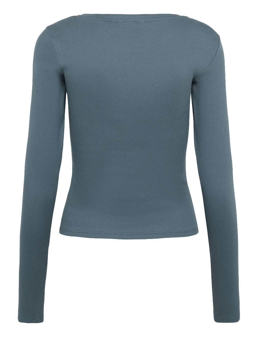 Monki - Tight Ribbed Long-sleeve - langærmede toppe - grey dark - 1