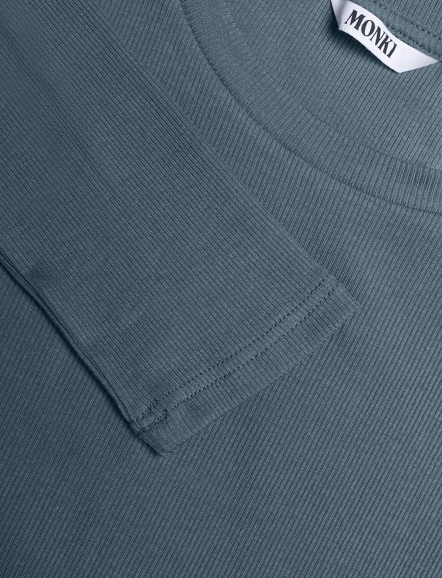Monki - Tight Ribbed Long-sleeve - langærmede toppe - grey dark - 2