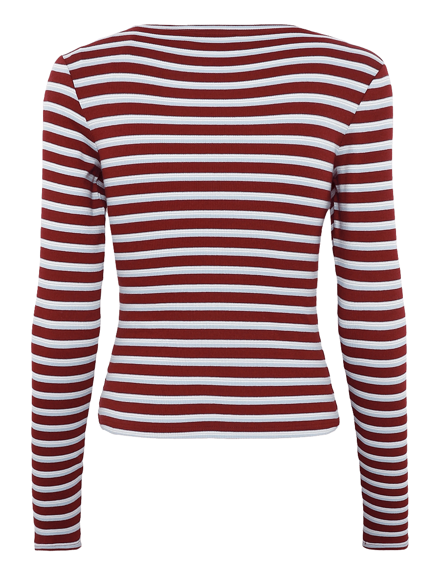 Monki - Tight Ribbed Long-sleeve - pikkade varrukatega topid - red dark - 1