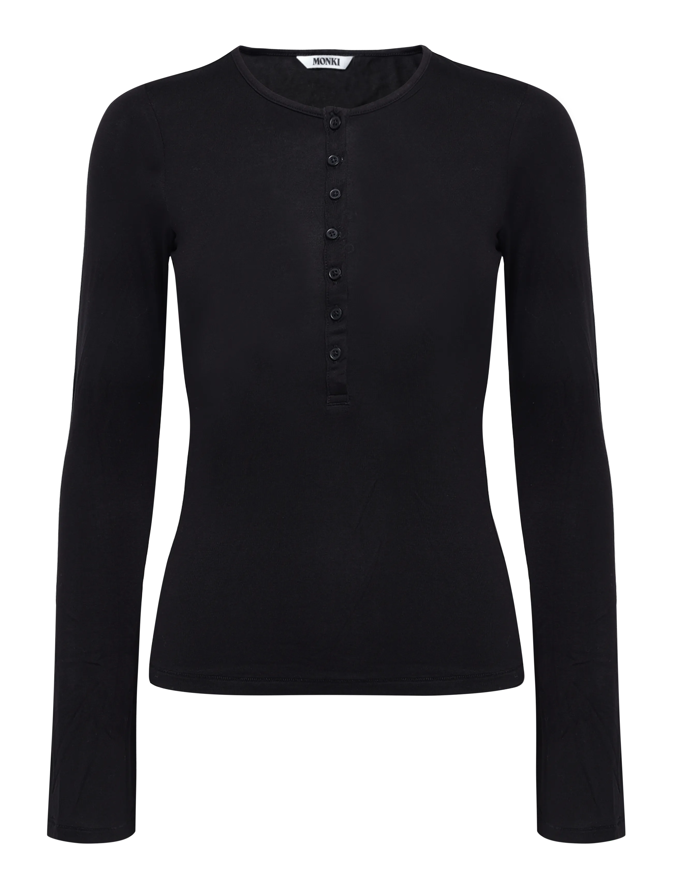 Monki Henley LS - Transitional Layering - BLACK DARK / black