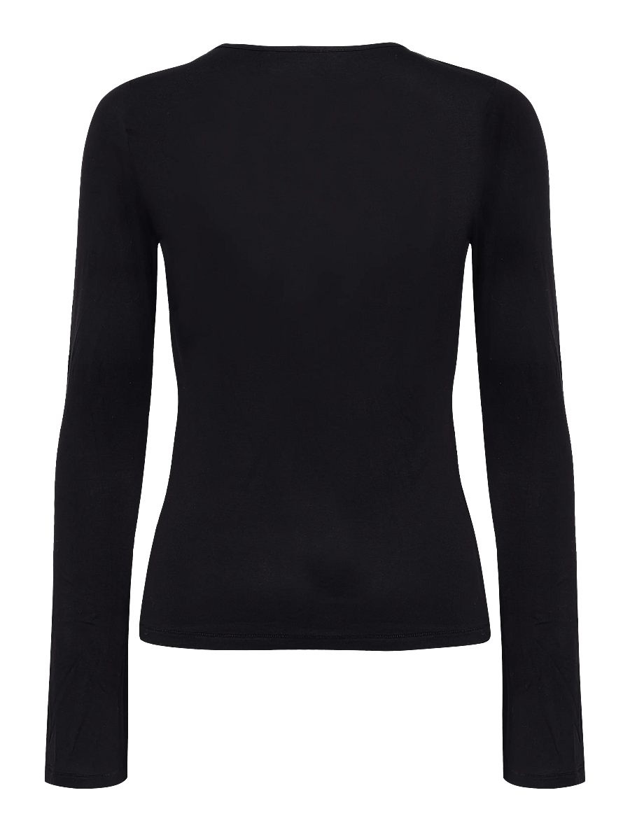 Monki - Henley LS - langärmlige tops - black dark - 1