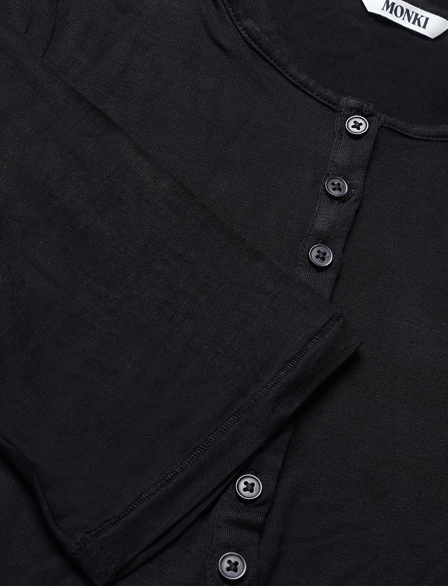 Monki - Henley LS - langärmlige tops - black dark - 2