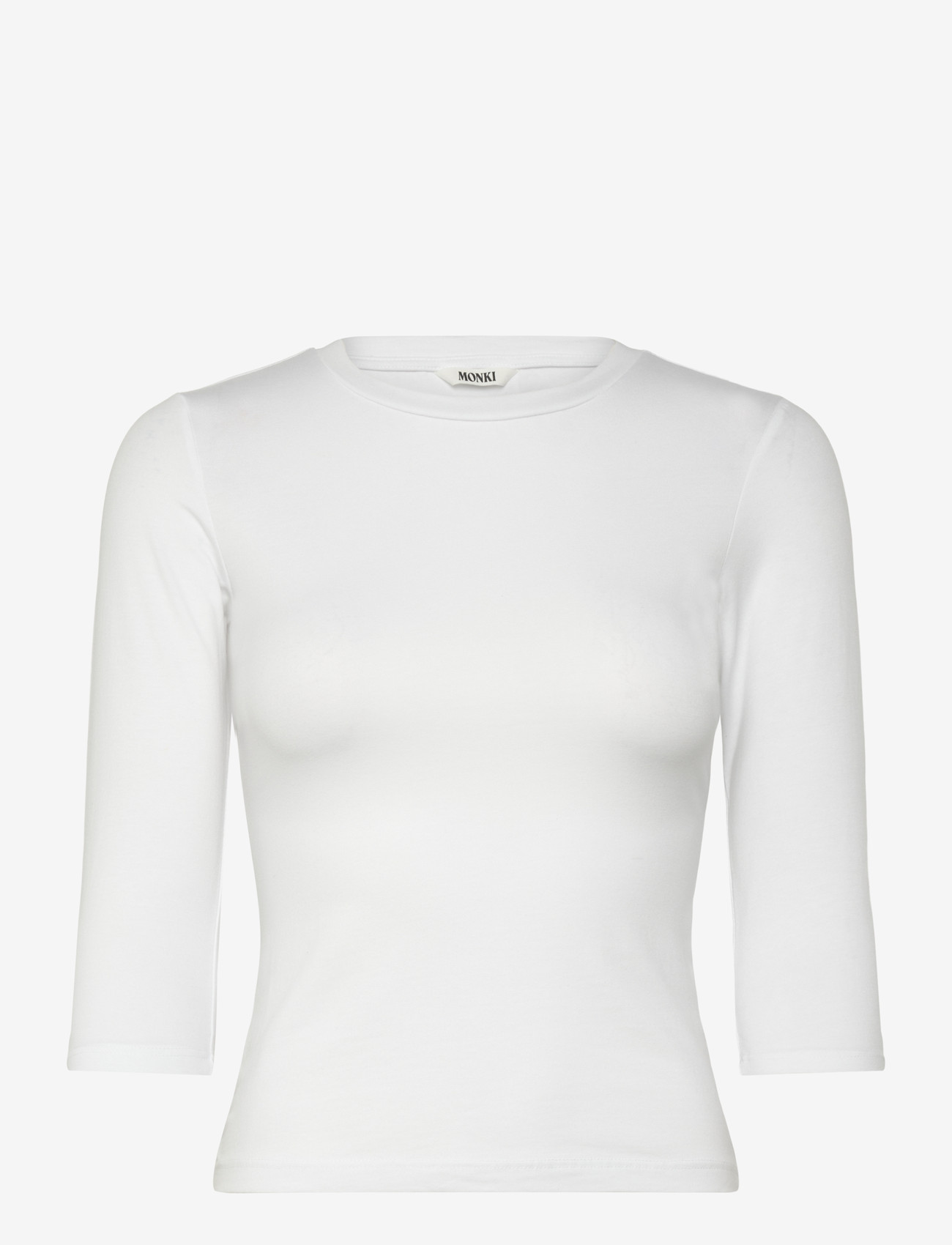 Monki - Round Neck Three-Quarter Sleeve Top - langærmede toppe - white light - 0