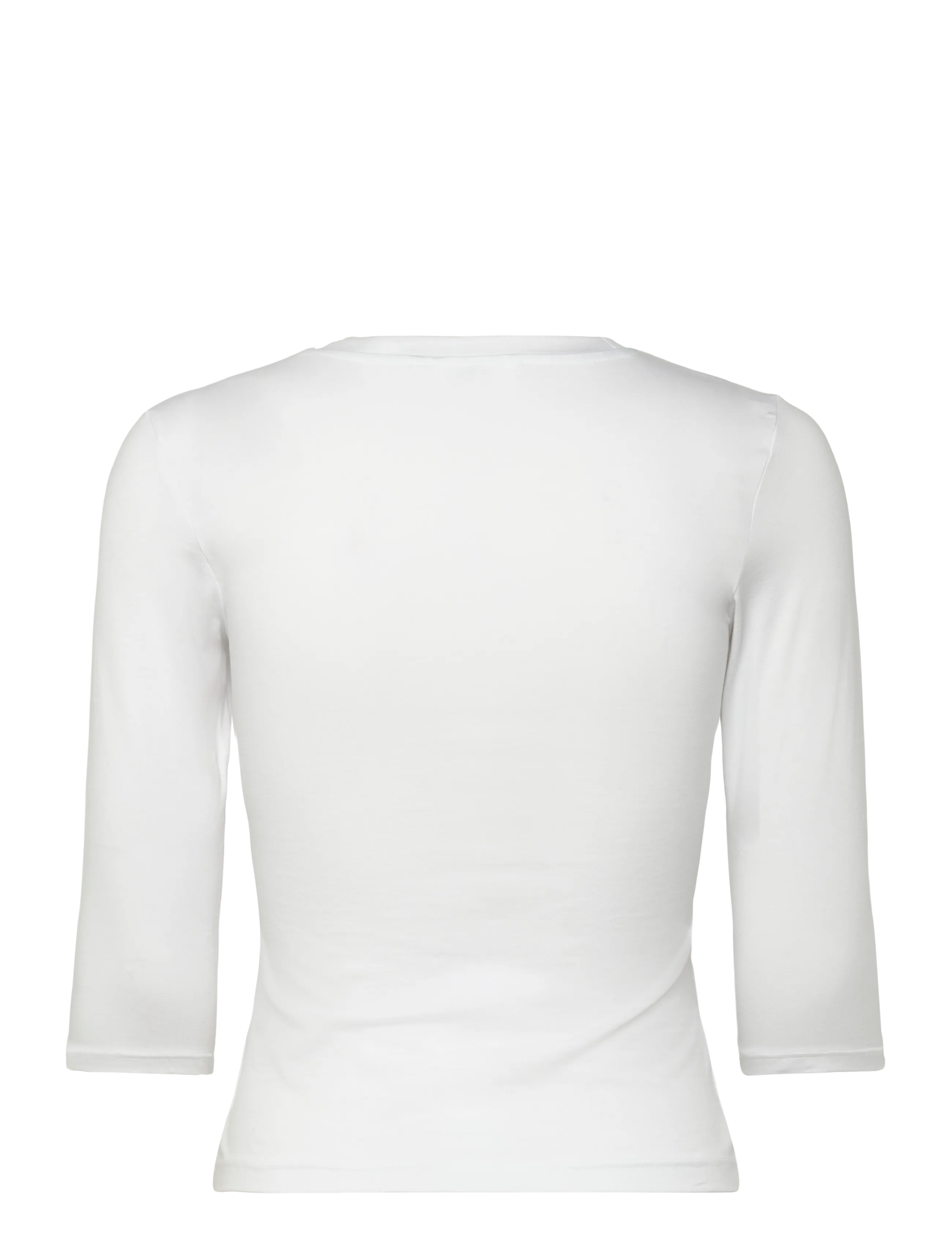 Monki - Round Neck Three-Quarter Sleeve Top - pikkade varrukatega alussärgid - white light - 1