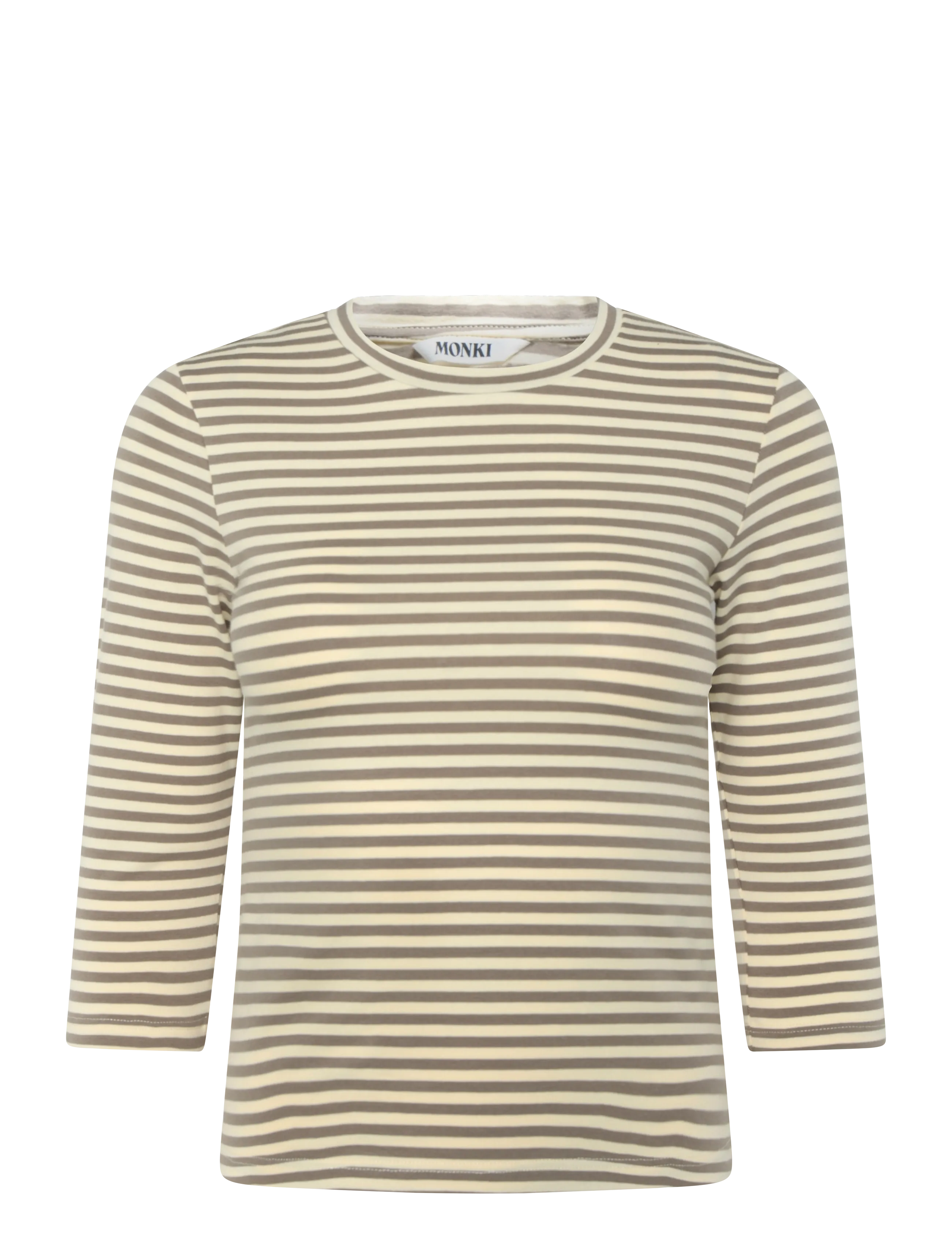 Monki Round Neck Three-Quarter Sleeve Top, XS, T-shirts & Oberteile, Gelb - Short-sleeved, Frauen