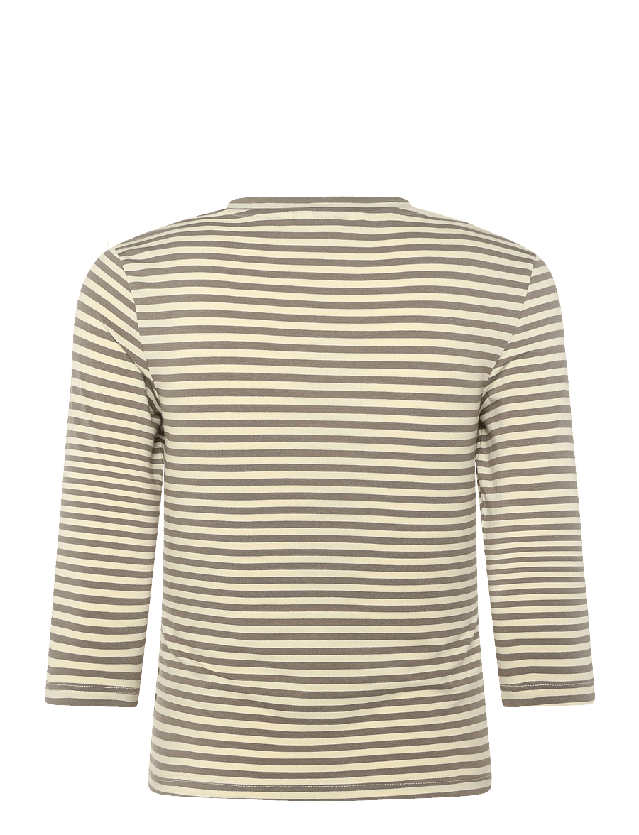 Monki - Round Neck Three-Quarter Sleeve Top - långärmade toppar - yellow dusty light - 1