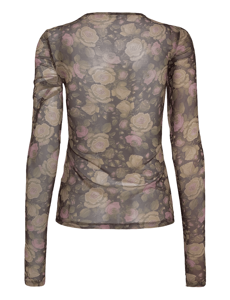 Monki - Flora Printed LS - langærmede toppe - brown dark - 1