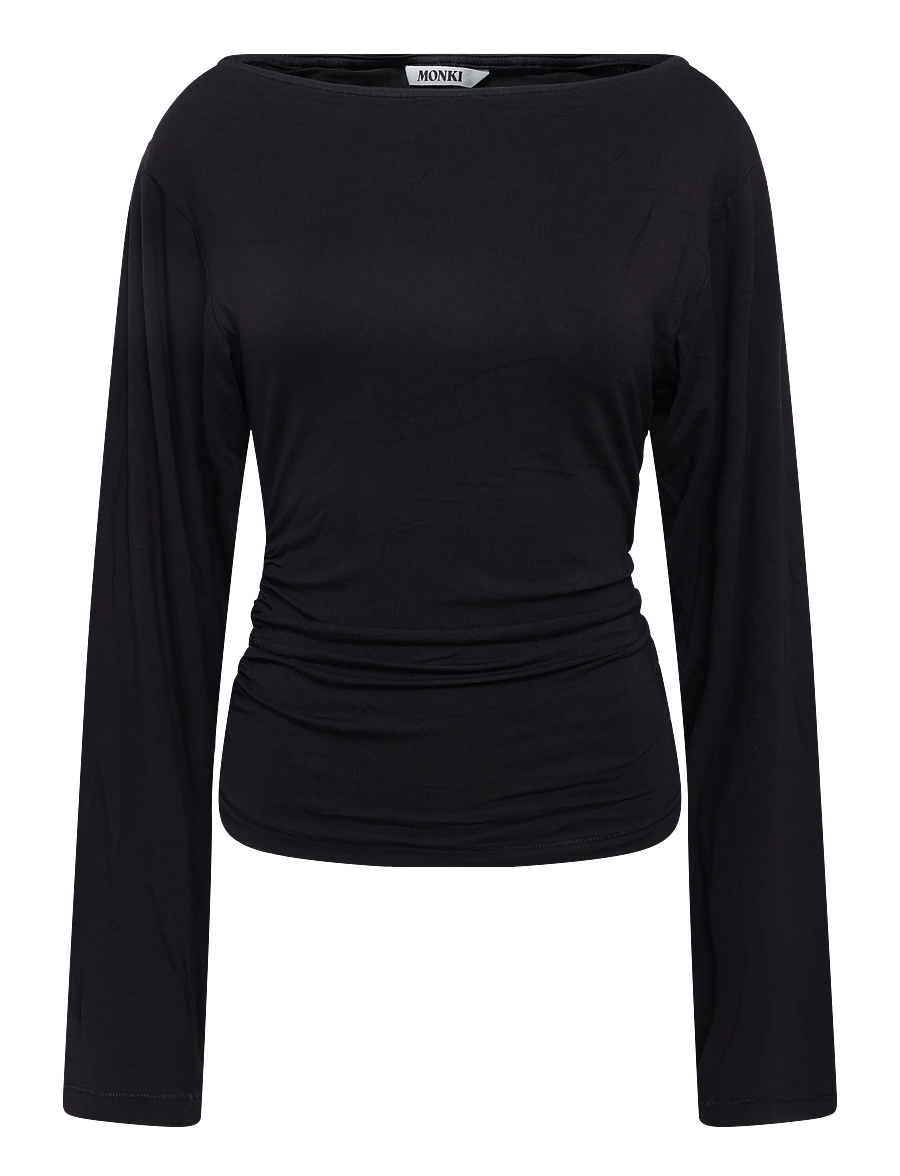 Monki - Waisted long-sleeved top - pikkade varrukatega topid - black dark - 0