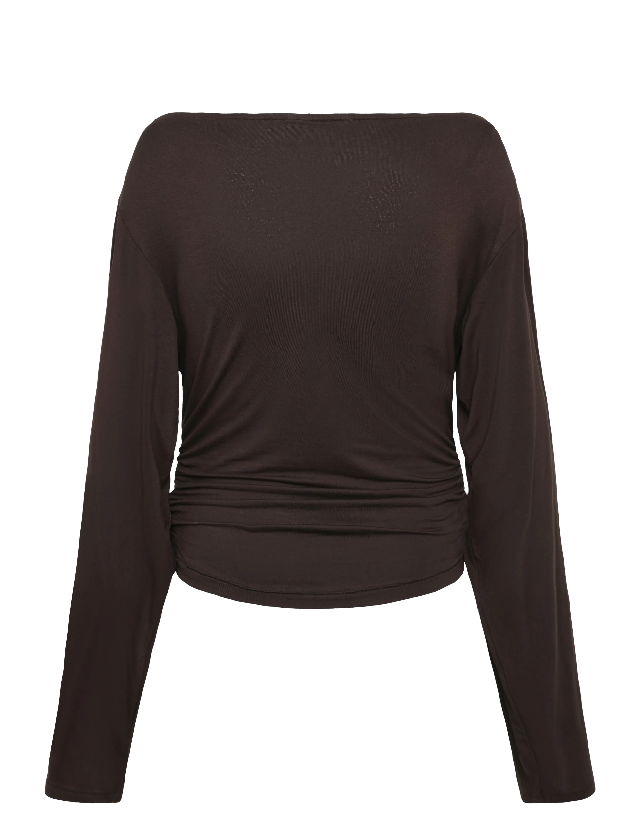 Monki - Waisted long-sleeved top - long-sleeved tops - brown dark - 1