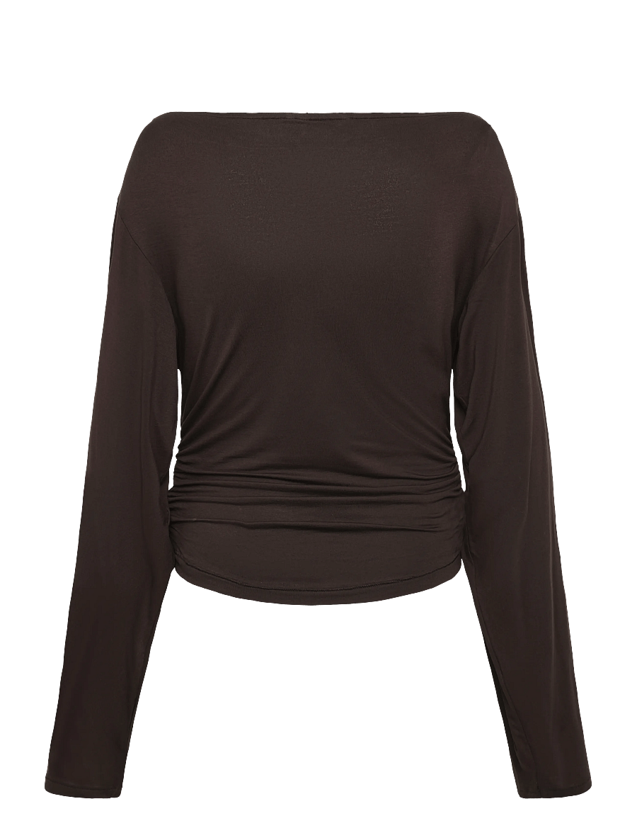 Monki - Waisted long-sleeved top - langærmede toppe - brown dark - 1