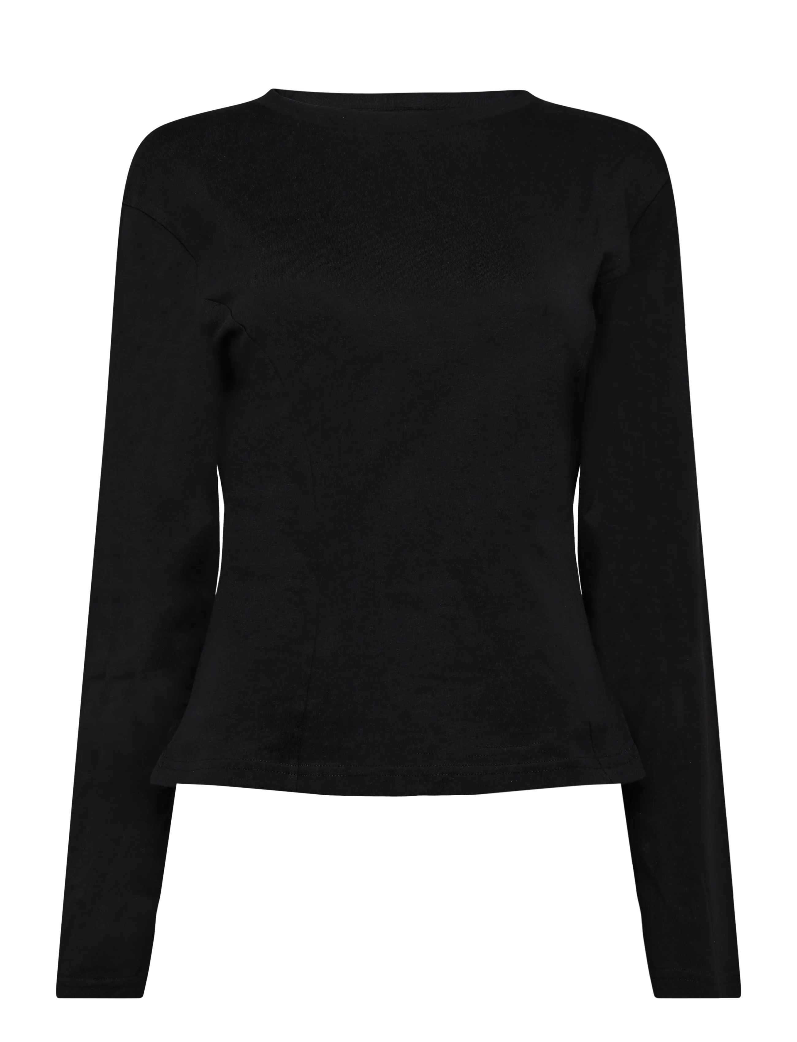 Monki Rounded neck Waisted LS - T-Shirts & Tops - BLACK DARK / black